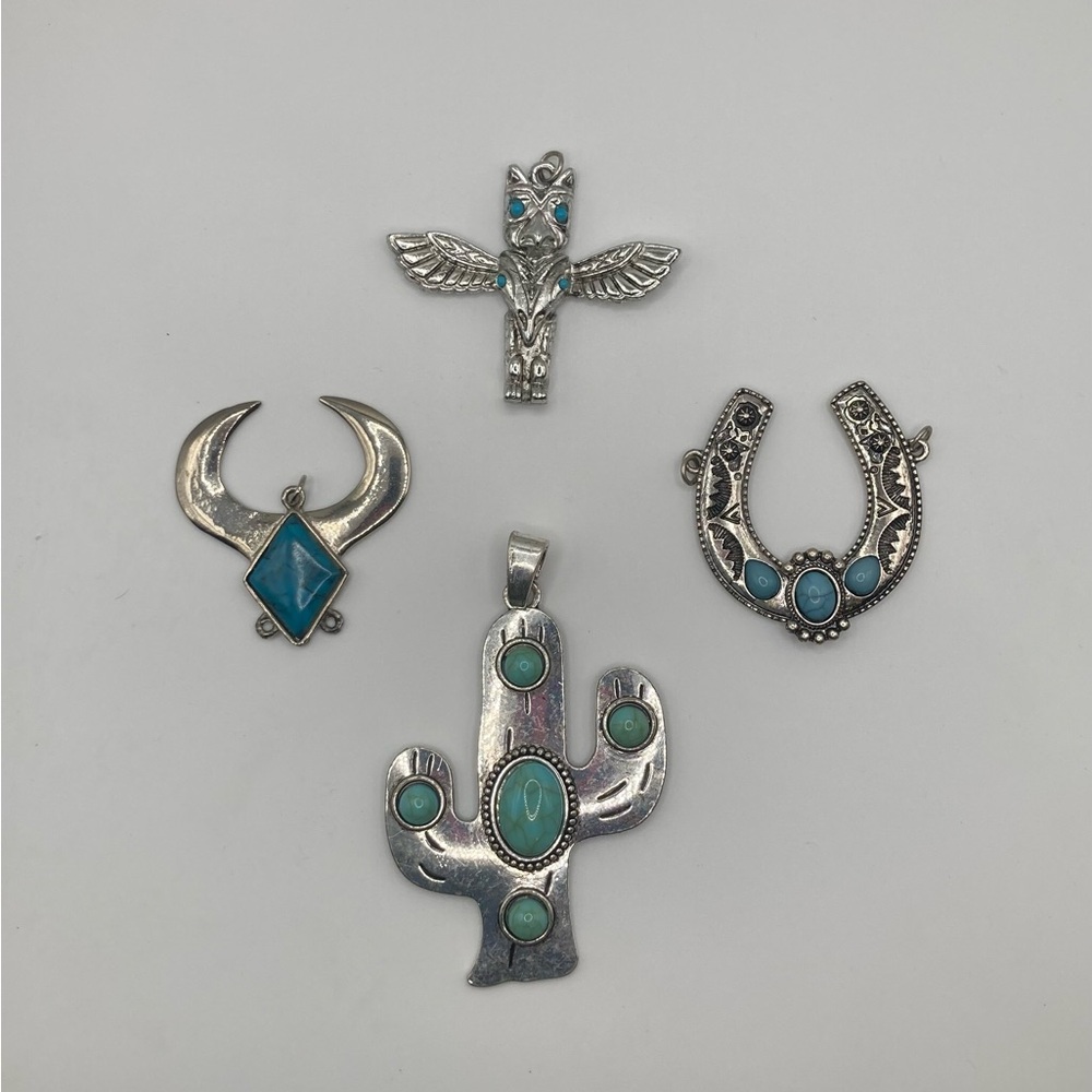 Silver and Turquoise Pendant Set